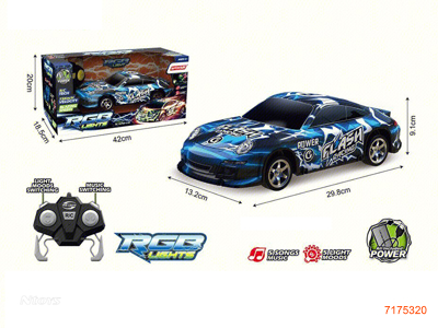 2.4G 1:14 4CHANNEL R/C CAR W/LIGHT/MUSIC/7.4V BATTERY PACK & USB CABLE.W/O 2AA BATTERIES IN CONTROLLER.